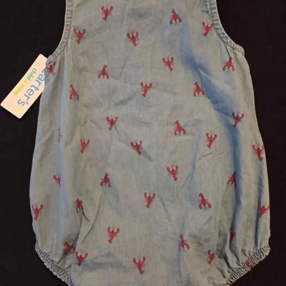 Carters 24 month lightweight denim and lobster print one piece outfit new